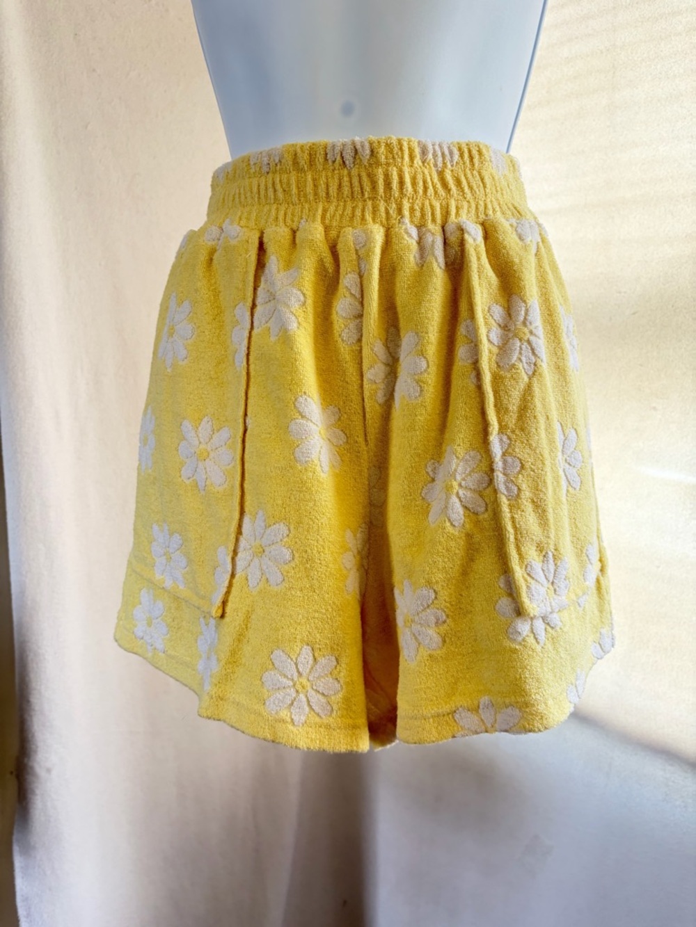 Yllw The Label daisy print yellow terrycloth shorts